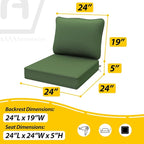 AAAAAcessories Outdoor Deep Seat Cushions, Waterproof, Fade-Resistant Patio Furniture Replacement Cushions, 24" x 24" x 5", Dark Moss Green