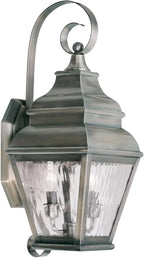 Livex Lighting 2602-29 Exeter 2-Light Outdoor Wall Lantern, Vintage Pewter