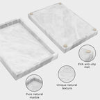 Marble Bathroom Tray,Pure Natural Marble Vanity Tray,Marble Tray for Kitchen Counter Non-Ceramic/Non-Resin,Stone Tray 12 x 8 inch (White)