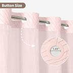 stall no Hook Tufted Shower Curtain with snap in Liner Set, White Waterproof Fabric Inner Liner,Boho Style Shower Curtain with See Through top Window, Pink, 54Wx80H