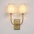 Vintage 2-Lights Wall Sconces with Funnel Linen Fabric Shades, Double Head Bathroom Vanity Lights Fixture, Indoor Wall Lamps for Bedroom Living Room Hallway Stairway