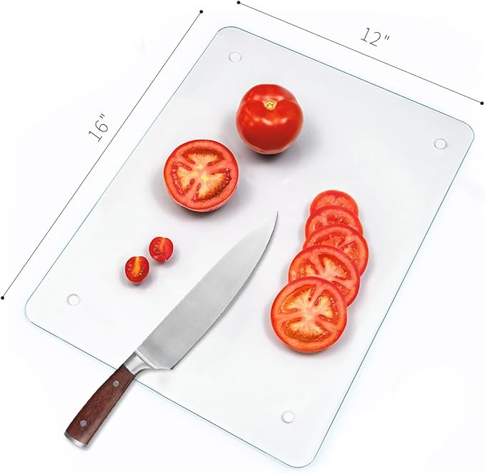 Tempered Glass cutting Board 12x16- Durable Shatterproof, Heat-resistant, Scratch-proof - Dishwasher Safe (16x12 inches)