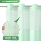 Mint Green No Hook Shower Curtain with Snap-in Fabric Liner Set,Slub Textured Fabric Shower Curtains for Bathroom,Hotel Style Modern Shower Curtain,Water Repellent & Washable,71x74(72)