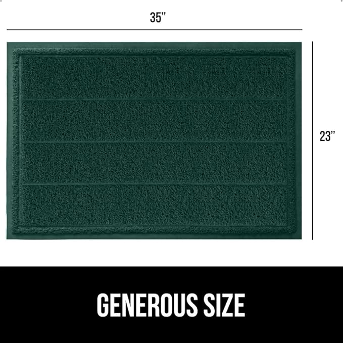 GORILLA GRIP Dirt Grabber Mesh Doormat, Low-Profile, Stain and Fade Resistant Heavy Duty Quick Dry Striped Doormats, Mats for Indoor or Outdoor Entry, Shoe Scraper, Garage Entrance Mat, 35x23, Green