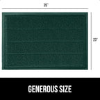 GORILLA GRIP Dirt Grabber Mesh Doormat, Low-Profile, Stain and Fade Resistant Heavy Duty Quick Dry Striped Doormats, Mats for Indoor or Outdoor Entry, Shoe Scraper, Garage Entrance Mat, 35x23, Green