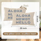 Blue Coastal Howdy Throw Pillow Cover 12x20, Dorm Decor, Granddaughter Preppy Coastal Decor, Trendy Retro Aloha Hello Coquette for Girls Room College Sofa Couch