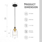 zeyu Glass Pendant Lights Kitchen Island, Kitchen Pendant Lighting Over Island with Water Ripple Glass, Modern Mini Hanging Light, Black and Gold Finish, ZG33M1L BK+BG-WG