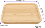 JOIKIT 3 Pack 8 Inch Bamboo Platter, Fine Polished Sqaure Wood Dinner Plates Bamboo Serving Tray for Holding Fruit, Bread, Cheese, Nut, Coffee, Tea, Plant Saucer