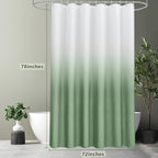 AooHome Fabric Shower Curtains, Cloth Ombre Green Shower Curtain Sets, Washable Fabric Green and White Shower Curtain, Rustic Farmhouse Bathroom Shower Curtains, 72x78 Inches