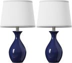 PARTPHONER Table Lamp Set of 2, Modern Ceramic Bedside Lamps for Night Stands, Classic Small Lamp Nightstand Lamp for Bedroom Living Room Desk End Table Rocker Navy Blue