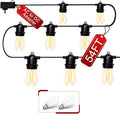 LED Outdoor String Lights 54FT with 16 Edison Vintage Shatterproof Bulbs, Commercial Grade Weatherproof Strand Warm White String Lights, AC to DC Plug Low Voltage, Decorative Lights for Patio