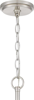 Jacob Modern 3-Light Chandelier Pendant Ceiling Light Brushed Nickle Seeded Glass Adjustable Height for Hallway, Entryway, Passway, Dining, Kitchen
