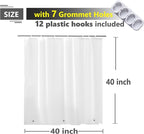 Waterproof Shower Curtain for Window Inside Shower, 40 x 40 Inches Short Length Plastic Bathroom Window Curtain Heavy Duty Vinyl with Hooks, Silky Frost, 40x40