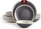 Rock Ridge Speckled Stoneware Dinnerware Set (18pc Set, Gray and Ivory)