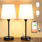 White Bedside Lamps for bedrooms Set of 2 - Nightstand Bedroom Lamp with USB C Port and AC Outlet Charging, 3 Way Dimmable Touch Control Small White Bed Side Table Lamp, Nightstand Light for Kids