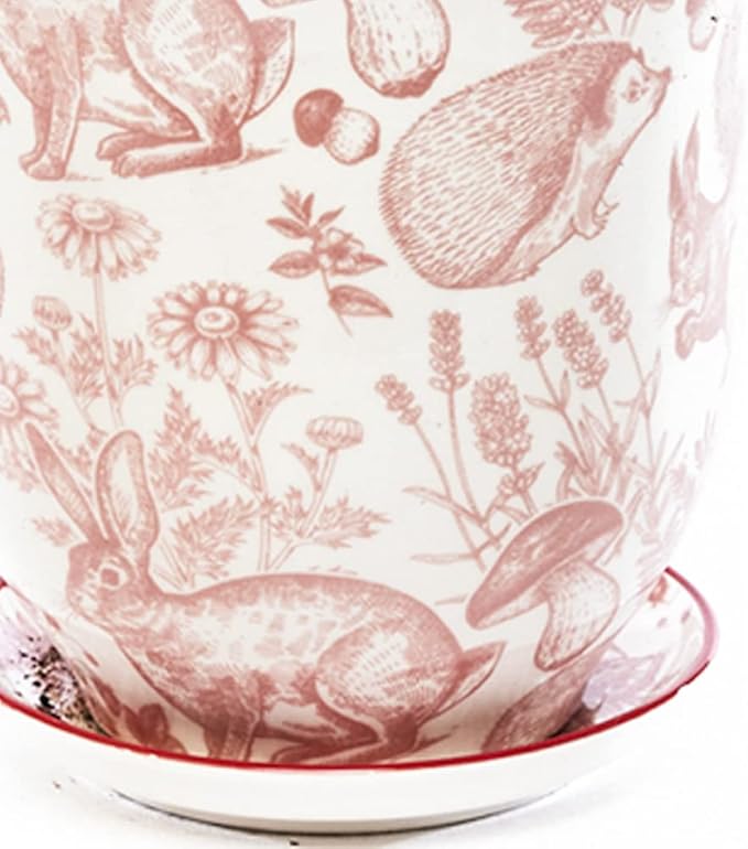 CHIVE ‘Liberte’ Ceramic Succulent Pots — 4.25” Cute Vintage Farmhouse Style Planters for Indoor Plants — Beautiful Home & Kitchen Decor — Red Squirrels