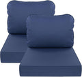 AAAAAcessories Outdoor Deep Seat Cushions, Waterproof, Fade-Resistant Patio Furniture Replacement Cushions, 25.5" x 25.5" x 5" + 25.5" x 19", Set of 2, Navy Blue