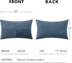 MIULEE Blue Corduroy Pillow Covers Pack of 2 Boho Decorative Spliced Throw Pillow Covers Soft Solid Couch Pillowcases Cross Patchwork Textured Cushion Covers for Living Room Bed Sofa 12x20 inch