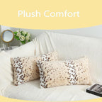 Throw Pillows Covers, Fluffy Faux Fur Pillow Case Snow Leopard Cheetah Print Animal Decorative Lumbar Rectangle Cushion Cover for Couch Sofa Bedroom Living Room, 12x20, Beige