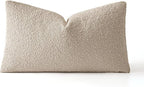 MIULEE Textured Boucle Throw Pillow Cover Neutral Accent Solid Lumbar Pillow Case Decorative Soft Pack of 1 Couch Cushion Chair Sofa Bedroom Livingroom Home Decor,12x20 Inch
