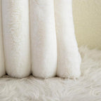 Neelvin Cream White Faux Fur Cozy Soft Striped Decorative Throw Pillow Covers 12x20 inch Set of 2,Velvet Pillowcase Cushion Case for Sofa Couch