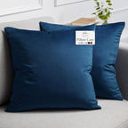 lalaLOOM Velvet Throw Pillow Covers, Set of 2, 20x20 Decorative Square Pillows Home Decor, Soft Accent Cases, Silky Machine Washable Pillowcases for Sofa, Couch, Bedroom, Living Room, Dark Blue
