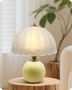 Mid Century Modern Table Lamp - Glass Mushroom Lamp with 3 Color Temps, 12" Vintage Bedside Lamp for Bedroom Living Room, Retro Desk Lamp with E26 Bulb