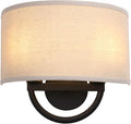 Industrial 2-Lights Wall Sconce Fixtures with Linen Fabric Shade, Double Wall Light Lamps Decor for Hallway Bedroom Living Room Bathroom Stairway
