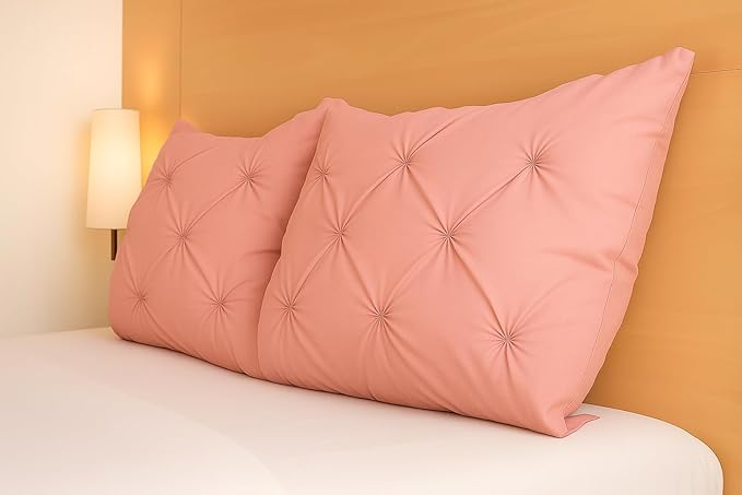 COTTON STICH Pinch Pleated Pillow Shams Pink Solid Standard 20x26 Set of 2 Pillowcase 600 Thread Count 100% Egyptian Cotton Luxurious& Decorative Pinch Pleated Pillow Shams (Pink, Standard 20X26)