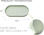 Green Small Tray (10 inch), Oval Tray for Kitchen Counter, Bathtub Bathroom Vanity Items, Countertop Organizer, Coffee Accessory, Bar, Serving Seasoning, Salt and Pepper, Soap, Perfume.