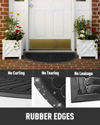 tchdio Door Mat Outdoor Indoor Entrance Doormat-Semicircular Durable Rubber Non Slip Front Door Mat for Outside Inside Entry Entryway Dirt Trapper WelcomeMat for Muddy Paws and Shoes-Black 17”x30”