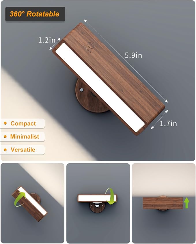 Battery Operated Wall Sconce Set of Two,Rechargeable Wall Lights with Remote,Wall Light for Bedroom Battery Operated, Dimmable Cordless Wall Mount Lamp with 3 Color Temperature for Bedside