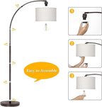 Floor Lamp for Living Room，Arc Floor Lamp with Adjustable Lamp Head Tall Pole Standing Lamp with On/Off Pedal Switch Over Couch Arched Reading Light for Bedroom Study Room 8W LED Bulb Included （Brown）