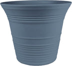 The HC Companies Sedona Round Self-Watering Pot - Lightweight Self Care Planter - Plastic Planter for Herbs & More - Durable Plant Pots for Indoor Plants & Outdoor Plants (7" Slate Blue, Pack of 1)