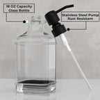 GLADPURE 2 Pack Soap Dispenser, 18 Oz Antique Design Thick Glass Hand Dispensers; with 304 Rust Proof Stainless Steel Pump, 6Pcs Clear Stickers, for Kitchen, Bathroom- Black