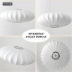 Large 23.6 inch Lantern Pendant Light, White Imitation Silk Lampshade, Bubble Pendant Light, Hanging Lamp Simple Chandelier for Living Dinning Room Kitchen Island Bedroom Restaurant Cafe