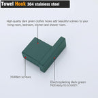 RANDOM Dark Green Towel Hooks for Bathrooms Square Shower Hooks Stainless Steel Wall Mount Coat Hooks.96009-8DKG