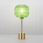 Green Glass Table Lamp with 3 Way Dimmable and Touch Control, Mid Century Modern Vintage Bedside Table Lamp for Bedroom Living Room End Table