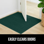 GORILLA GRIP Dirt Grabber Mesh Doormat, Low-Profile, Stain and Fade Resistant Heavy Duty Quick Dry Striped Doormats, Mats for Indoor or Outdoor Entry, Shoe Scraper, Garage Entrance Mat, 35x23, Green
