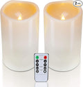 Homemory 4" x 6" Large Waterproof Outdoor Flameless Candles, Battery Operated Flickering LED Pillar Candles with Remote and Timers for Indoor Outdoor Lanterns, Long Lasting, Dark Ivory, Set of 2
