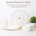 Herogo 12 Pieces Dinnerware Dishes Set for 4, Handmade Stoneware Dining Plates and Bowls Sets, Double Reactive Glaze, Microwave & Dishwasher Safe, Scratch Resistant, Speckled White