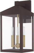 Livex 20584-07 Transitional Three Light Outdoor Wall Lantern from Nyack Collection in Bronze/Dark Finish