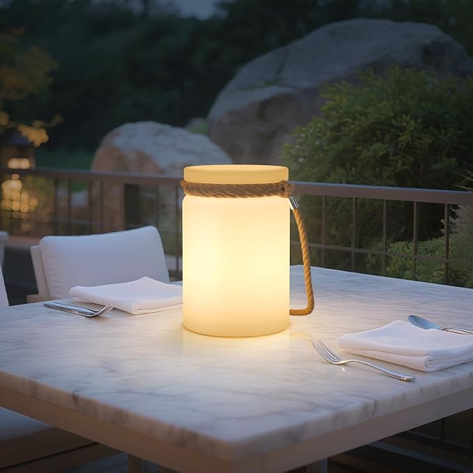 uuffoo 2 Pack LED Lamp Lantern Table Lamp Cordless Shower Lamp IP44 RGB and Warm White Dimmable for Indoor Outdoor Patio Camping Restaurant Home