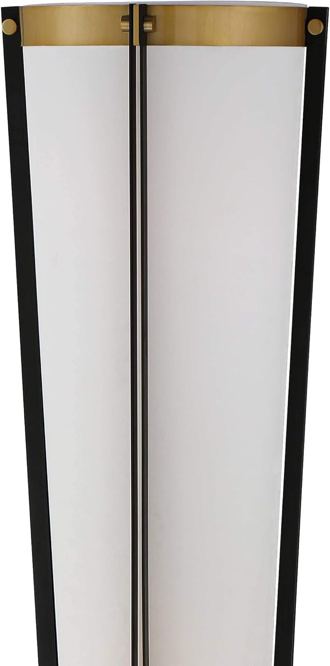 Possini Euro Design Vista Mid Century Modern Style Torchiere Lamp 4-Light 68" Tall Antique Brass Gunmetal Gray Off White Linen Cone Shade Decor for Living Room Reading House Bedroom Home Office