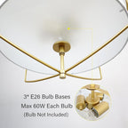 DAYCENT Modern Gold Pendant Light 3-Light Drum Shade Chandelier 16-Inch Brass Pendant Lighting with Drum Fabric Shade Hanging Light Fixture for Dining Room Living Room, Adjustable Height