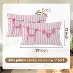 Beachy Throw Pillow Cover 12x20, Pink Coastal Room Decor, Trendy Indoor Outdoor Lumbar Pillow Cover, Preppy Bikini Prints Girls Room College Dorm Sofa Couch Decor