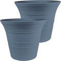 The HC Companies Sedona Round Self-Watering Pot - Lightweight Self Care Planter - Plastic Planter for Herbs & More - Durable Plant Pots for Indoor Plants & Outdoor Plants (12" Dusty Teal, Pack of 2)