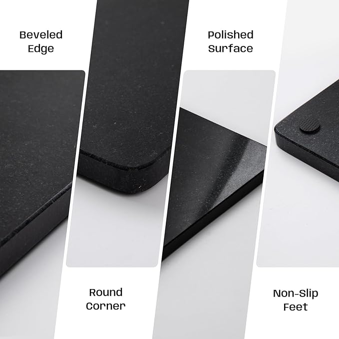 Granite Cutting Board 12x16 Inch, Marble Slab Pastry Board With Non-Slip Feet For Baking, Cheese, Charcuterie, Chocolate