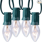 Minetom C9 Clear Christmas String Lights, 50FT 50 Bulbs Bright & Warm Outdoor Christmas Lights, Long Life C9 String Lights for Tree Patio Gazebo Wreath, Green Wire