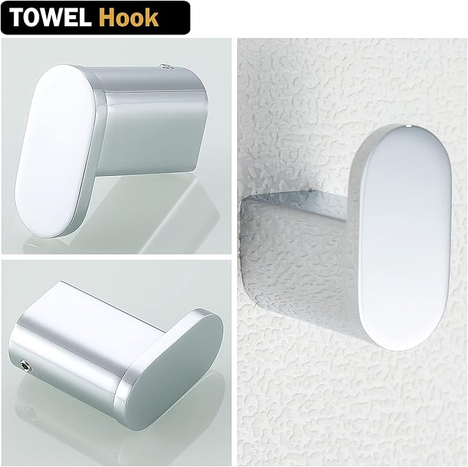 RANDOM Polished Chrome Towel Hooks SUS 304 Stainless Steel Wall Hook Heavy Duty Wall Mounted Robe Coat Clothes Hat Key Hooks Holder for Bathroom Livingroom Hotel Kitchen Garage, 2 Pack .96026-8C